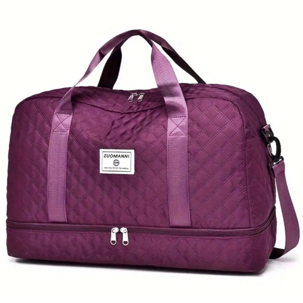 Purple Quilted Duffel Bag